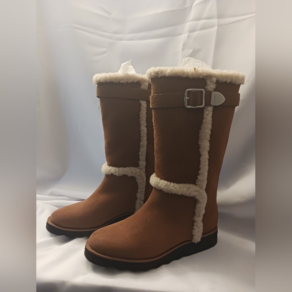 Coach Belmont Suede Saddle Boots, EUC.